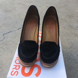 Michael Kors Black Suede Loafer Wedge